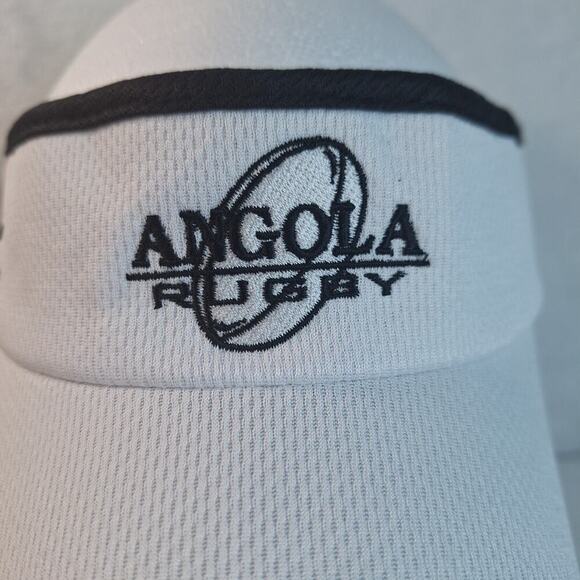 Angola Rugby Visor Hat Cap White One Size Coolmax Headsweats Elastic Band - Picture 2 of 9